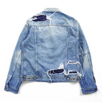 DIESEL デニムジャケット Gジャン L ブルー NHILL-TM ダメージ加工 バンダナ柄 リフレクター 00SSN60077W