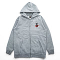 STUSSY 00年代 USA製 ヴィンテージ ジップパーカー L グレー 裏起毛 バックプリント クラウン クロスボーン