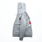 STUSSY 00年代 USA製 ヴィンテージ ジップパーカー L グレー 裏起毛 バックプリント クラウン クロスボーン