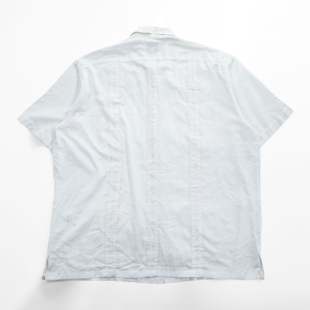 Guayabera by HABAND 90年代 ヴィンテージ キューバシャツ 半袖シャツ XL ホワイト 刺繍 4ポケット グアヤベラ ボックスシルエット