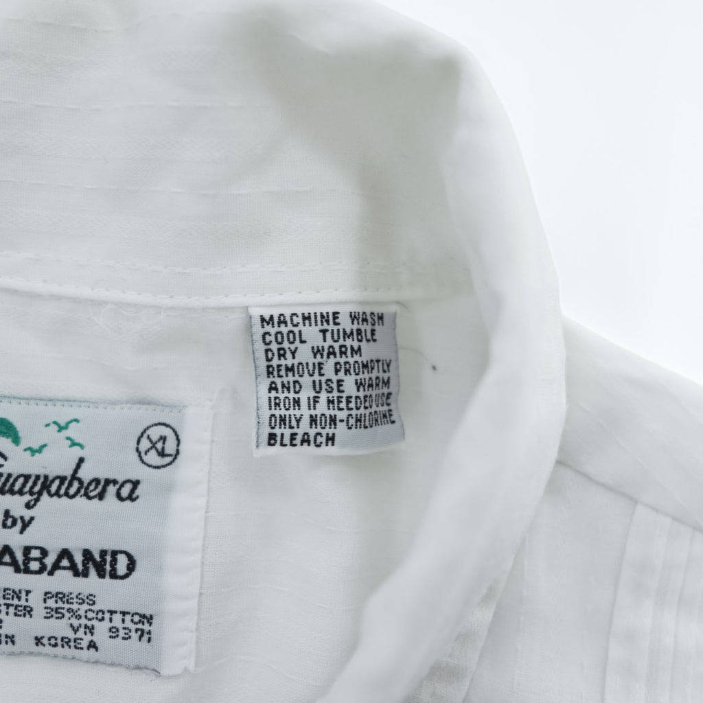 Guayabera by HABAND 90年代 ヴィンテージ キューバシャツ 半袖シャツ XL ホワイト 刺繍 4ポケット グアヤベラ ボックスシルエット