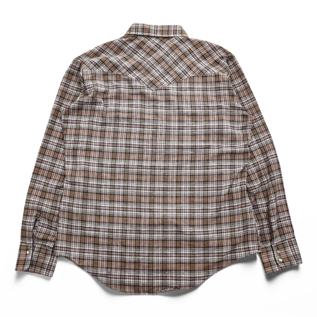 Levi's 80年代 ヴィンテージ 長袖 ウエスタンシャツ L ブラウン チェック スナップボタン 襟芯 白タブ