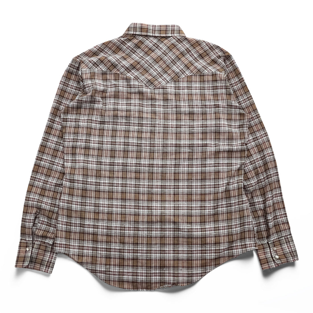 Levi's 80年代 ヴィンテージ 長袖 ウエスタンシャツ L ブラウン チェック スナップボタン 襟芯 白タブ