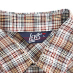Levi's 80年代 ヴィンテージ 長袖 ウエスタンシャツ L ブラウン チェック スナップボタン 襟芯 白タブ