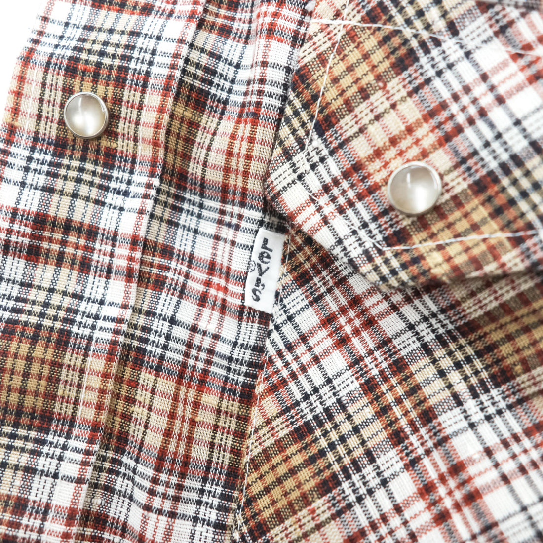 Levi's 80年代 ヴィンテージ 長袖 ウエスタンシャツ L ブラウン チェック スナップボタン 襟芯 白タブ