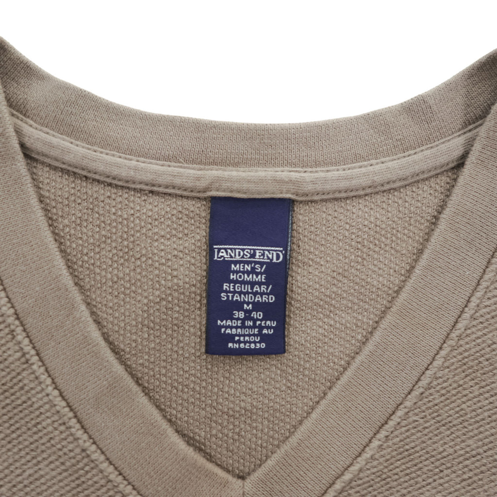 LANDS' END 90年代 ヴィンテージ Vネック コットンニット ベスト M 吊り編み プルオーバー