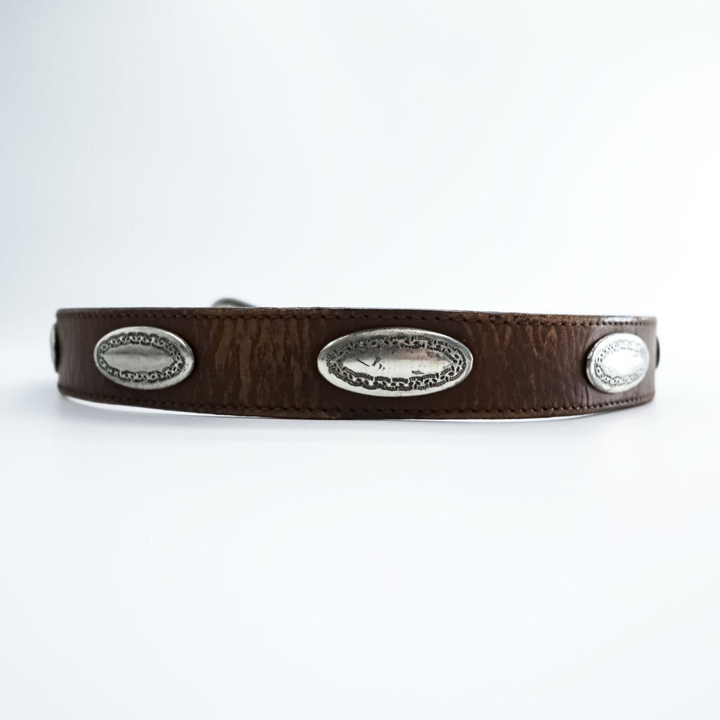 Vintage Western Leather Belt ウエスタンベルト レザー ナローベルト シルバーコンチョ ヴィンテージ