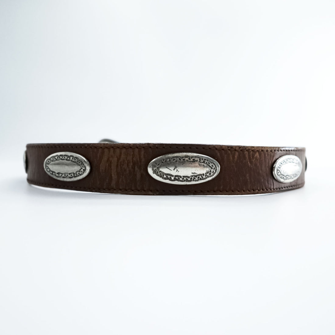 Vintage Western Leather Belt ウエスタンベルト レザー ナローベルト シルバーコンチョ ヴィンテージ