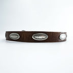 Vintage Western Leather Belt ウエスタンベルト レザー ナローベルト シルバーコンチョ ヴィンテージ