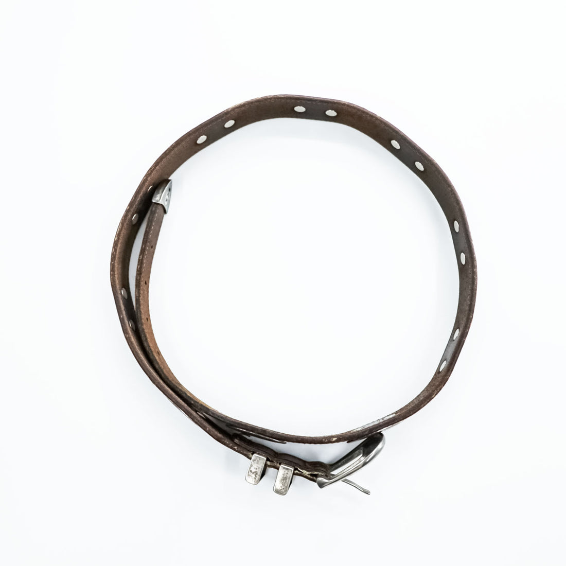 Vintage Western Leather Belt ウエスタンベルト レザー ナローベルト シルバーコンチョ ヴィンテージ