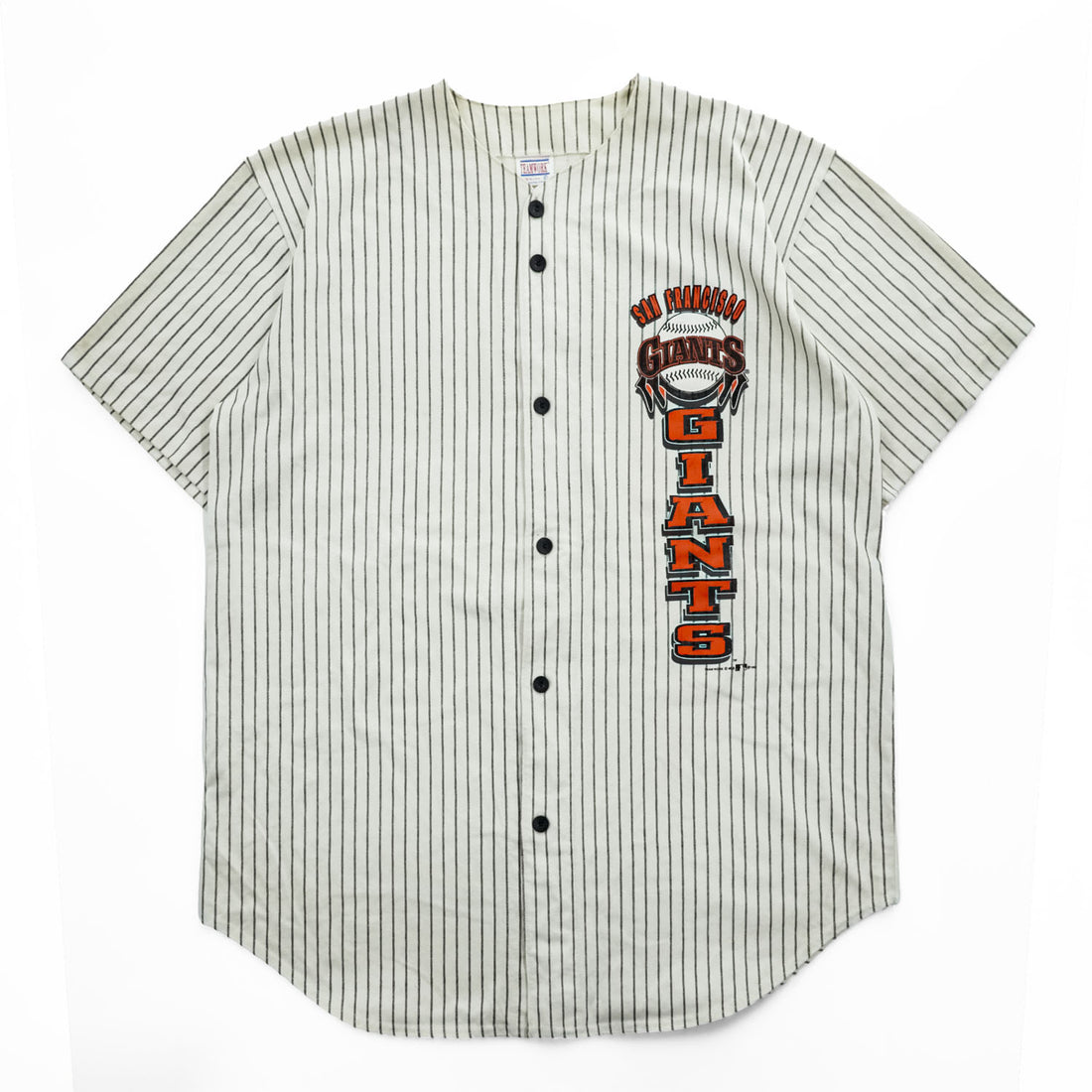 TEAMWORK MLB 90年代 USA製 ヴィンテージ 半袖 ベースボールシャツ XL ホワイト ストライプ シングルステッチ SAN FRANCISCO GIANTS