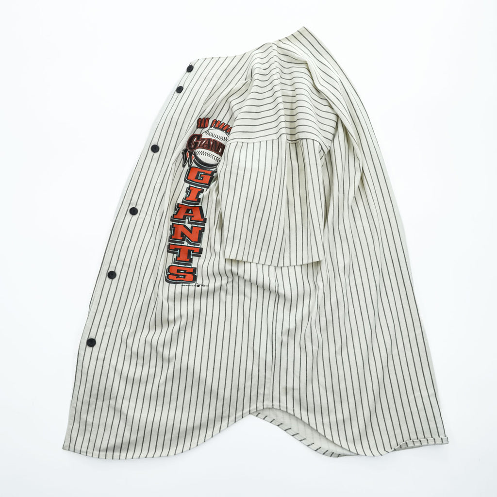 TEAMWORK MLB 90年代 USA製 ヴィンテージ 半袖 ベースボールシャツ XL ホワイト ストライプ シングルステッチ SAN FRANCISCO GIANTS