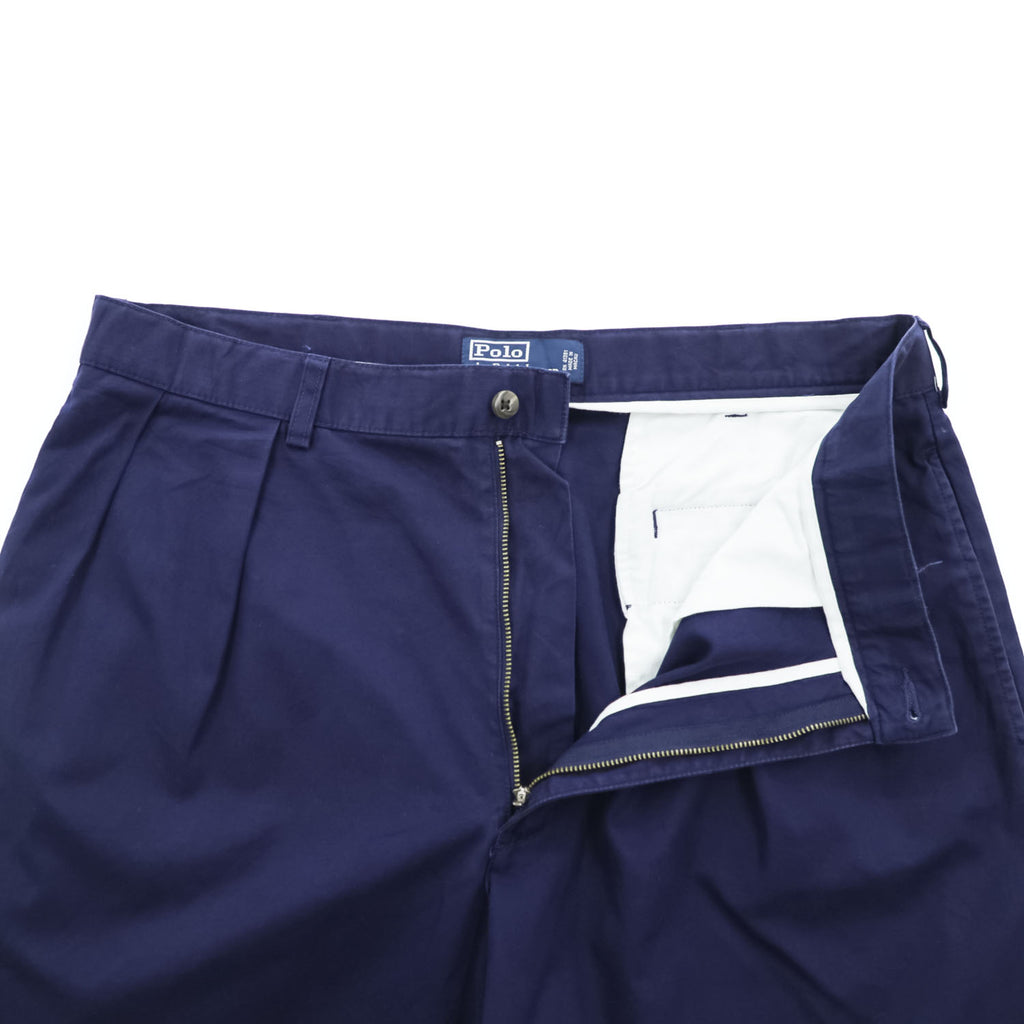 Polo Ralph Lauren 90年代 ヴィンテージ プリーツ ショーツ ANDREW SHORT ショートパンツ L ネイビー 2タック ハーフパンツ