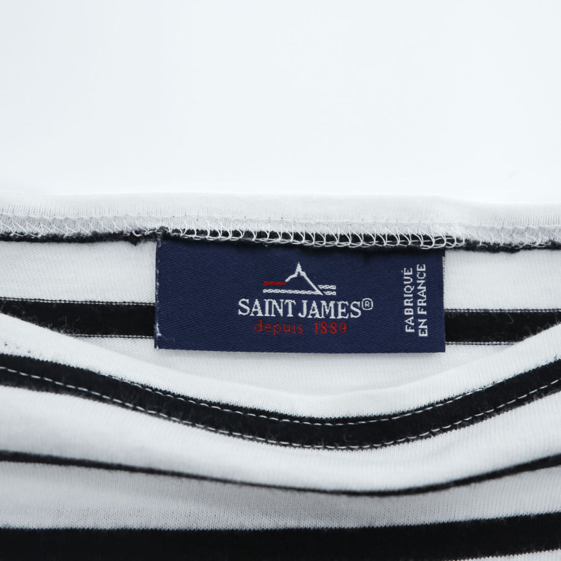 SAINT JAMES フランス製 バスクシャツ 長袖 ロングスリーブ Tシャツ M ホワイト ブラック ボーダー ボートネック