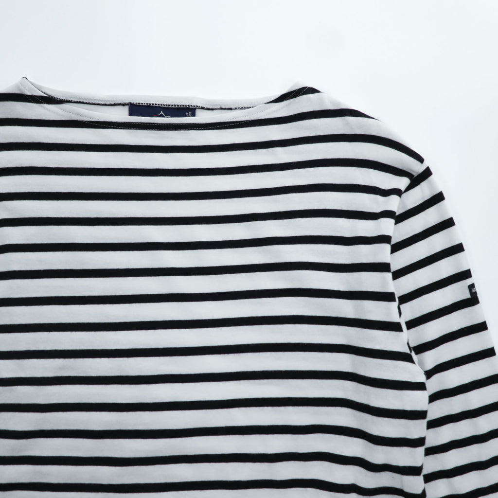 SAINT JAMES フランス製 バスクシャツ 長袖 ロングスリーブ Tシャツ M ホワイト ブラック ボーダー ボートネック