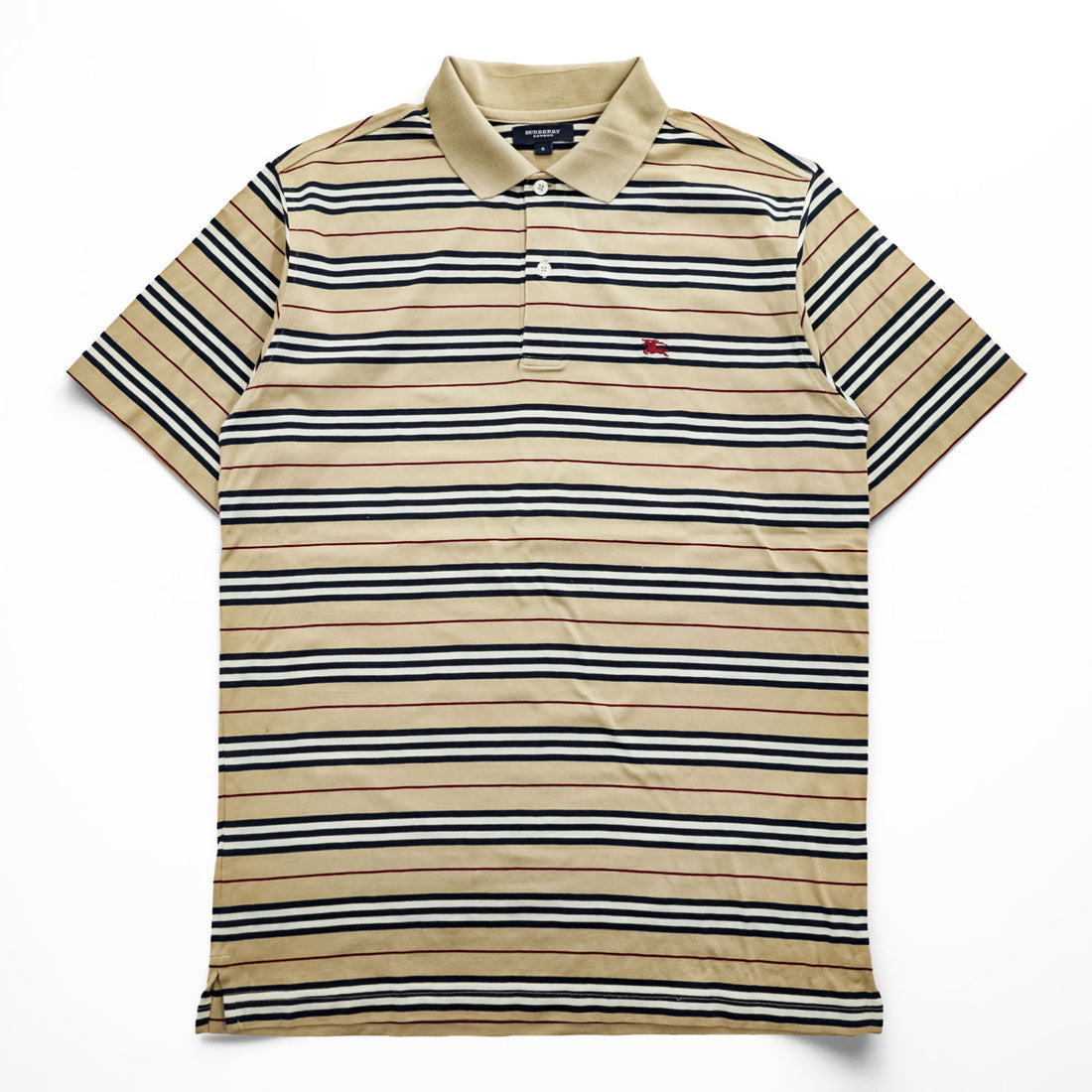 BURBERRY LONDON ポロシャツ S ベージュ ボーダー ワンポイントロゴ