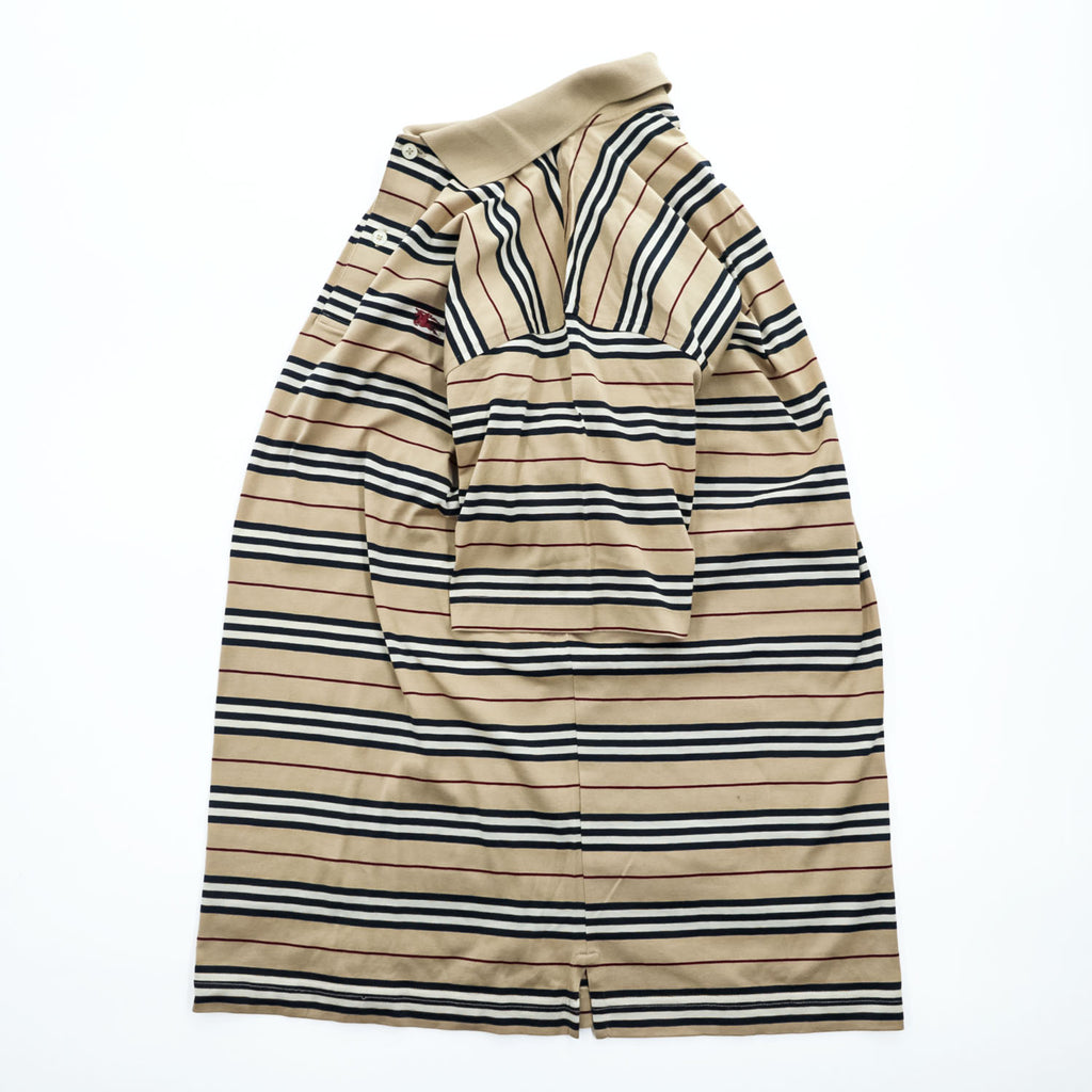 BURBERRY LONDON ポロシャツ S ベージュ ボーダー ワンポイントロゴ