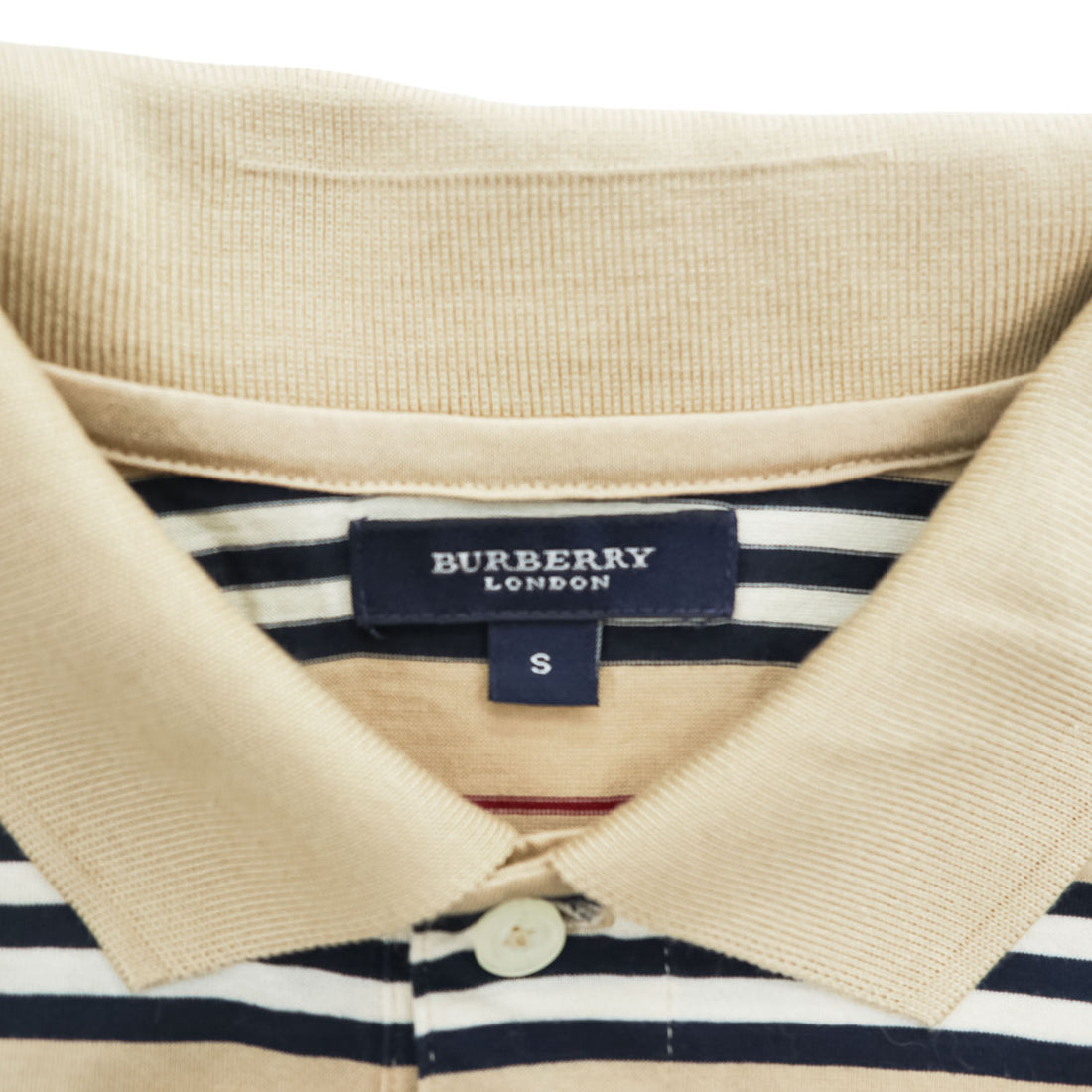 BURBERRY LONDON ポロシャツ S ベージュ ボーダー ワンポイントロゴ