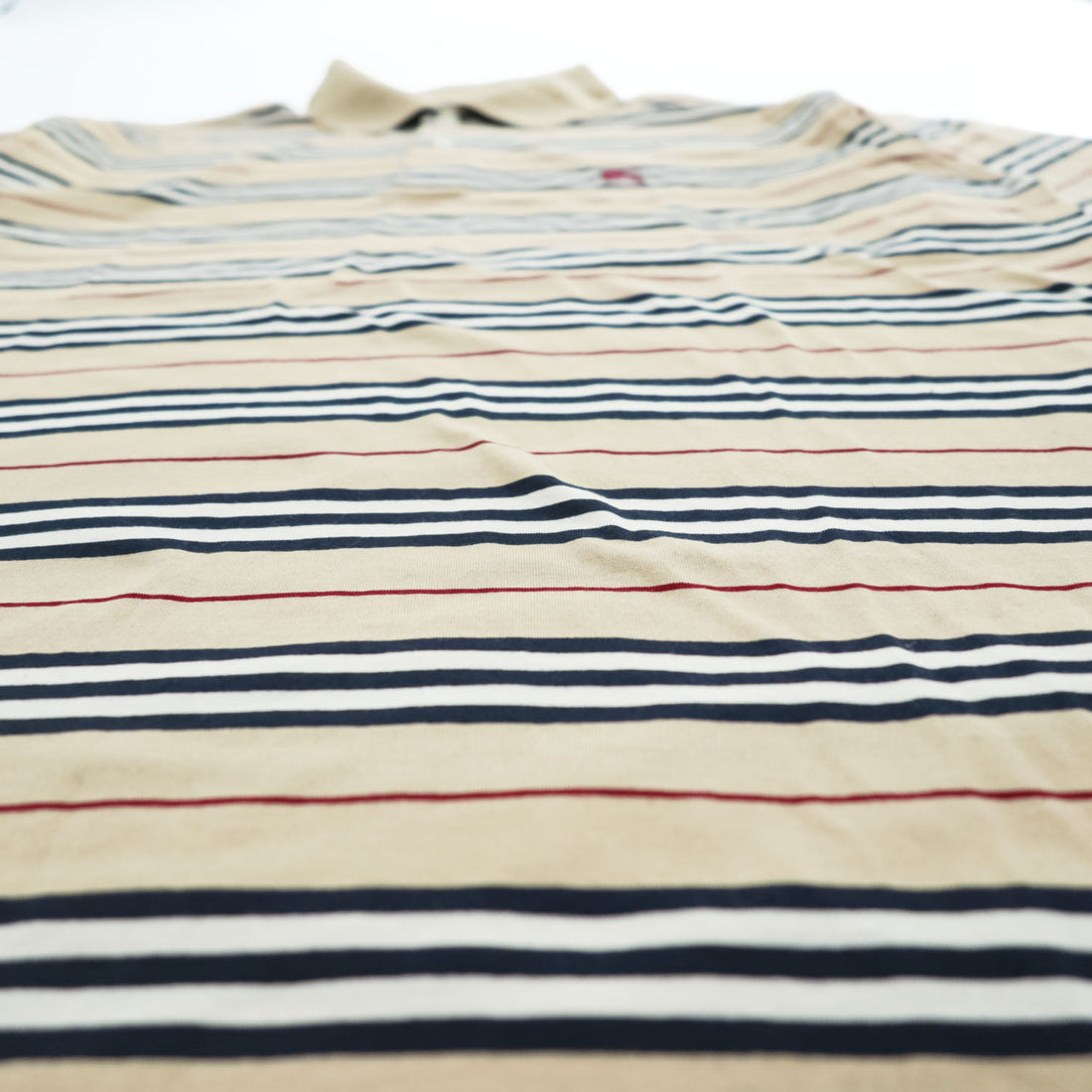 BURBERRY LONDON ポロシャツ S ベージュ ボーダー ワンポイントロゴ