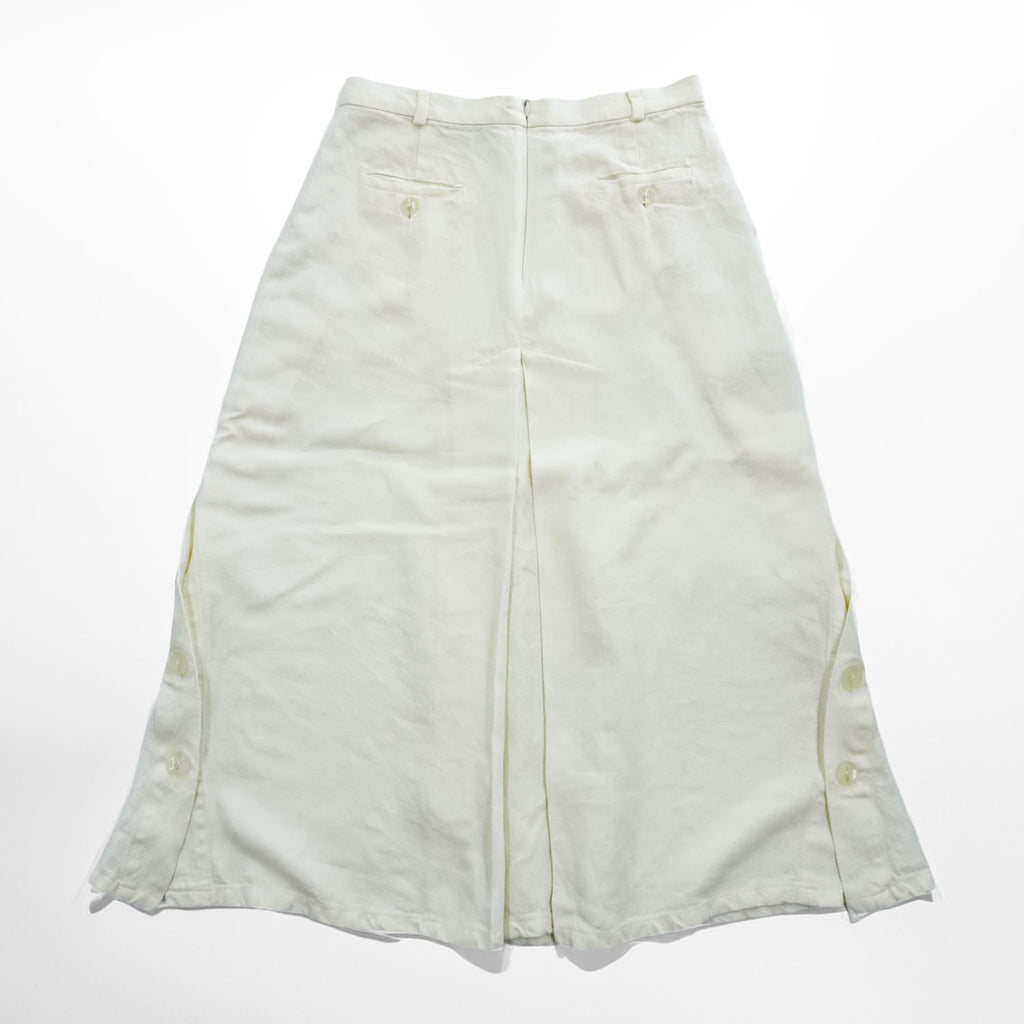 Max Mara イタリア製 リネン フレアスカート M オフホワイト 麻100%