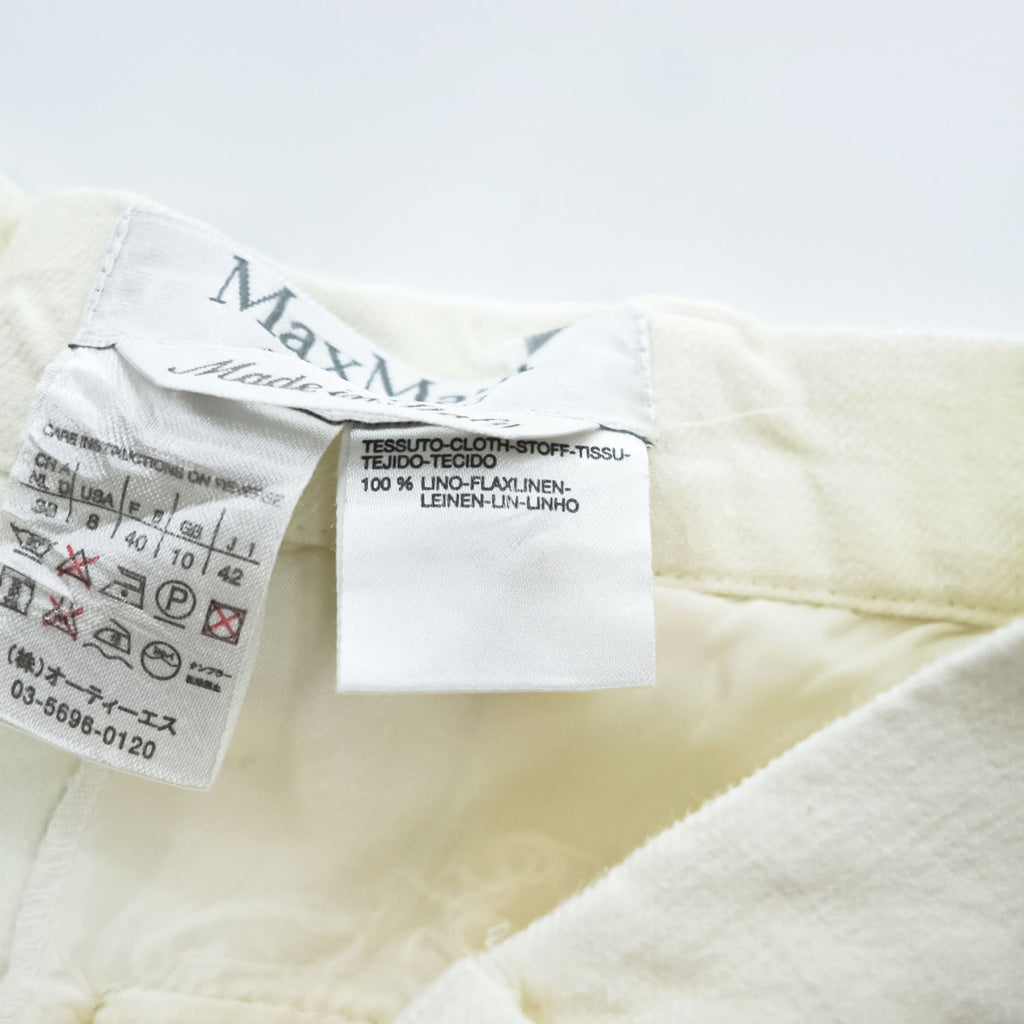 Max Mara イタリア製 リネン フレアスカート M オフホワイト 麻100%