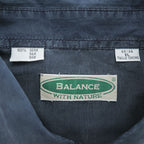 90年代 ヴィンテージ BALANCE WITH NATURE シルク100% 半袖シャツ XL ブラック 胸ポケット