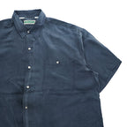 90年代 ヴィンテージ BALANCE WITH NATURE シルク100% 半袖シャツ XL ブラック 胸ポケット