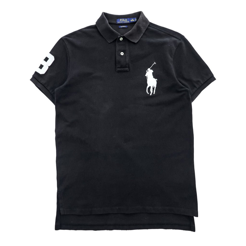 Polo Ralph Lauren ビッグポニー 刺繍 ポロシャツ M ブラック CUSTOM FIT 鹿の子