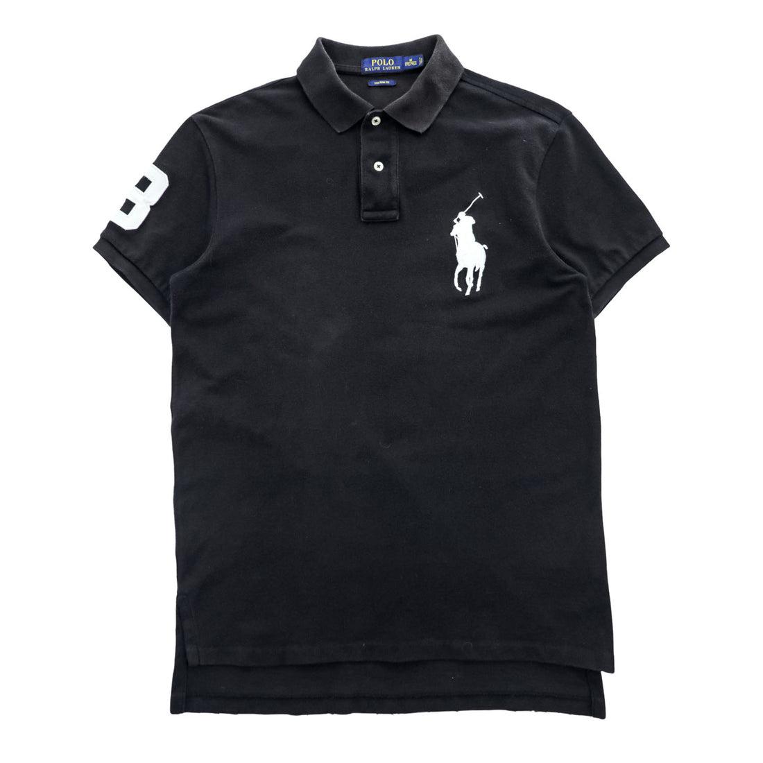 Polo Ralph Lauren ビッグポニー 刺繍 ポロシャツ M ブラック CUSTOM FIT 鹿の子