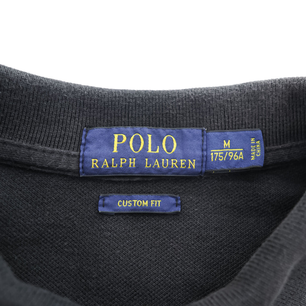 Polo Ralph Lauren ビッグポニー 刺繍 ポロシャツ M ブラック CUSTOM FIT 鹿の子