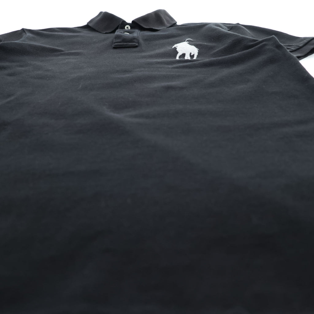 Polo Ralph Lauren ビッグポニー 刺繍 ポロシャツ M ブラック CUSTOM FIT 鹿の子