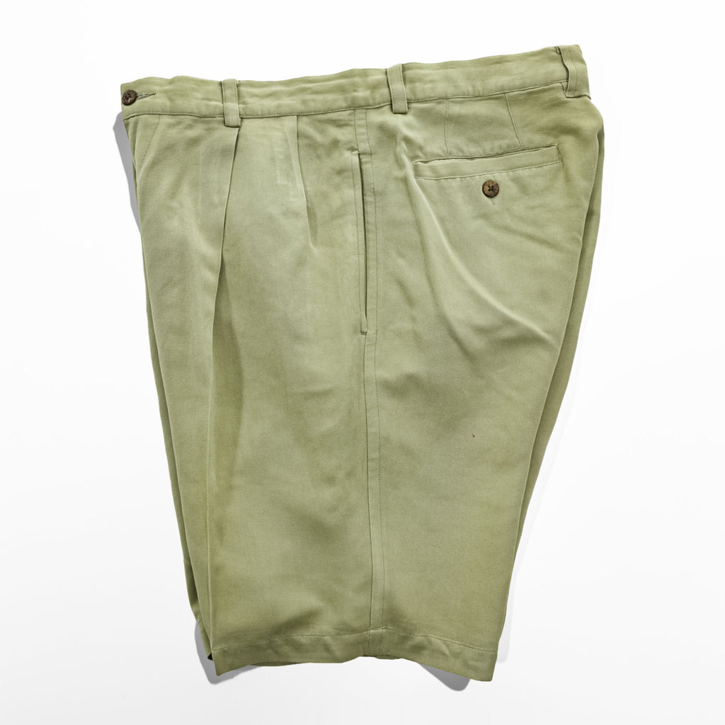 TOMMY BAHAMA プリーツショーツ RELAXED シルク100% ショートパンツ L ベージュ 2タック ハーフパンツ