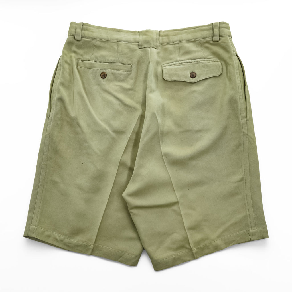 TOMMY BAHAMA プリーツショーツ RELAXED シルク100% ショートパンツ L ベージュ 2タック ハーフパンツ