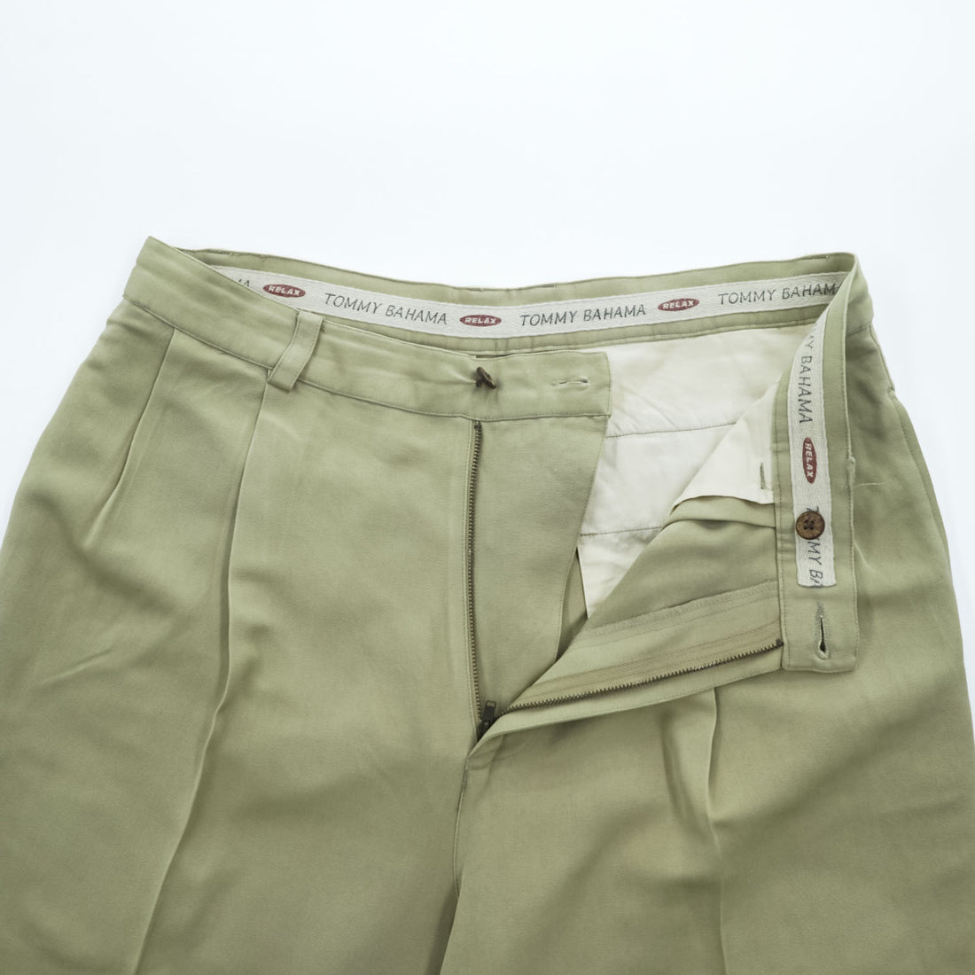 TOMMY BAHAMA プリーツショーツ RELAXED シルク100% ショートパンツ L ベージュ 2タック ハーフパンツ