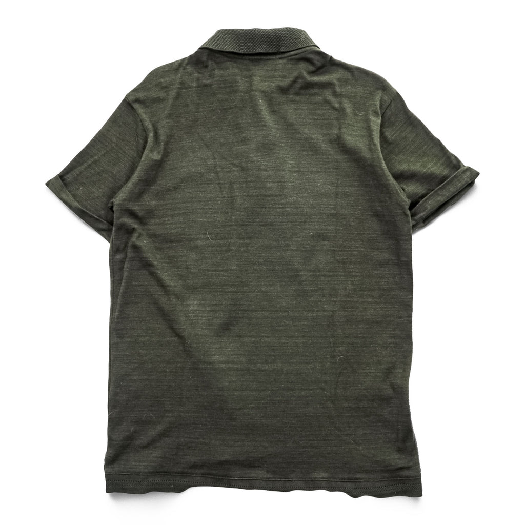 Fred Perry FZ1603 100% Wool Short Sleeve Knit Polo Shirt Dark Olive Laurel Logo JP S