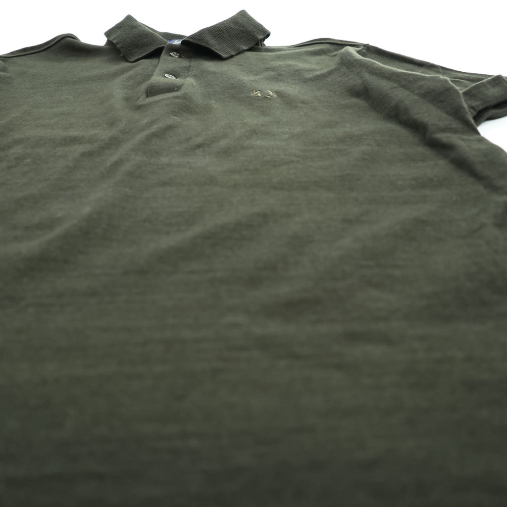 Fred Perry FZ1603 100% Wool Short Sleeve Knit Polo Shirt Dark Olive Laurel Logo JP S