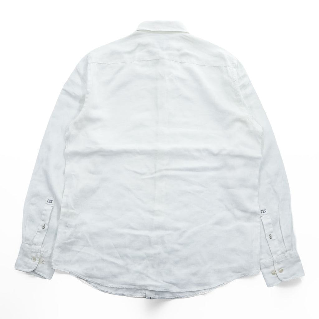 CUTTER & BUCK インド製 リネン 長袖シャツ L ホワイト 麻100% レギュラーカラー