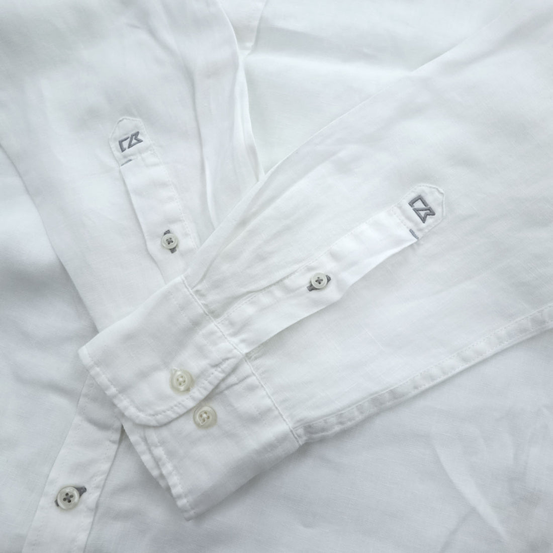 CUTTER & BUCK インド製 リネン 長袖シャツ L ホワイト 麻100% レギュラーカラー
