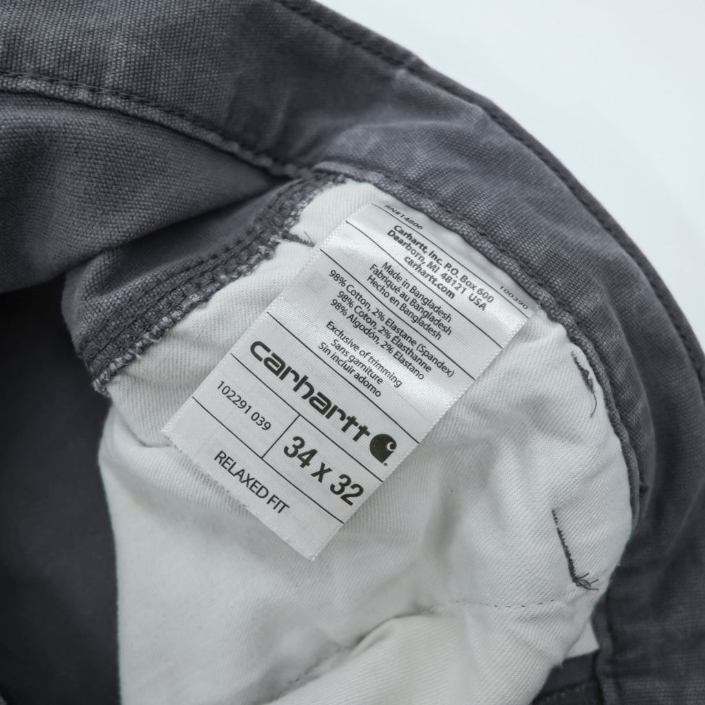 carhartt ストレッチキャンバス ワークパンツ 34x32 グラベルグレー RELAXED FIT Rugged Flex Rigby 102291
