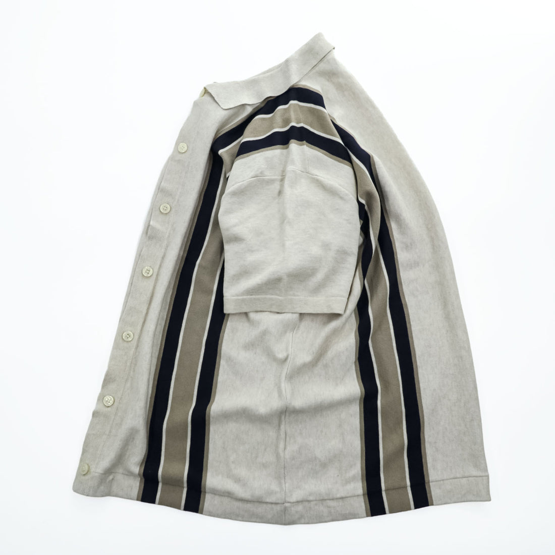 J.CREW 半袖 サマーニット ポロシャツ XL ベージュ ネイビー S/S POLO SWEATER AM600