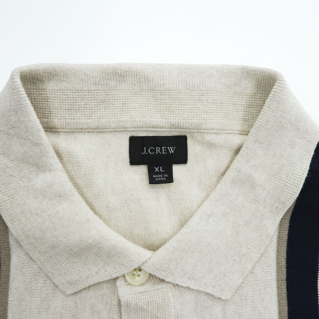 J.CREW 半袖 サマーニット ポロシャツ XL ベージュ ネイビー S/S POLO SWEATER AM600