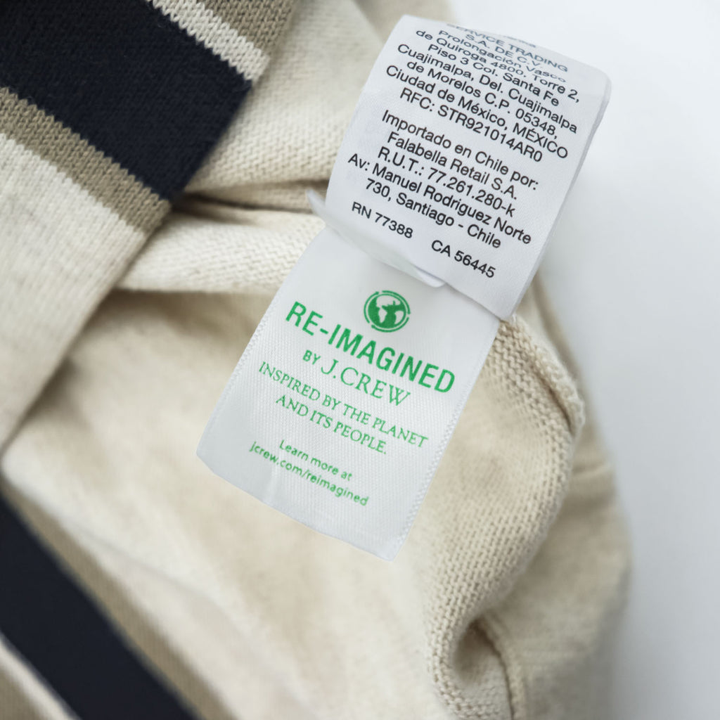 J.CREW 半袖 サマーニット ポロシャツ XL ベージュ ネイビー S/S POLO SWEATER AM600