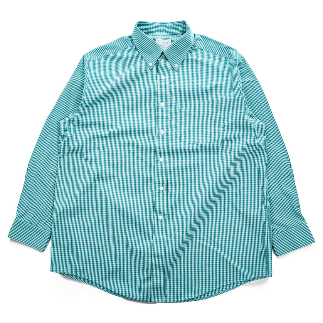 L.L.Bean ギンガムチェック 長袖 ボタンダウン シャツ L グリーン TRADITIONAL FIT 262253