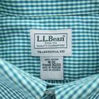 L.L.Bean ギンガムチェック 長袖 ボタンダウン シャツ L グリーン TRADITIONAL FIT 262253