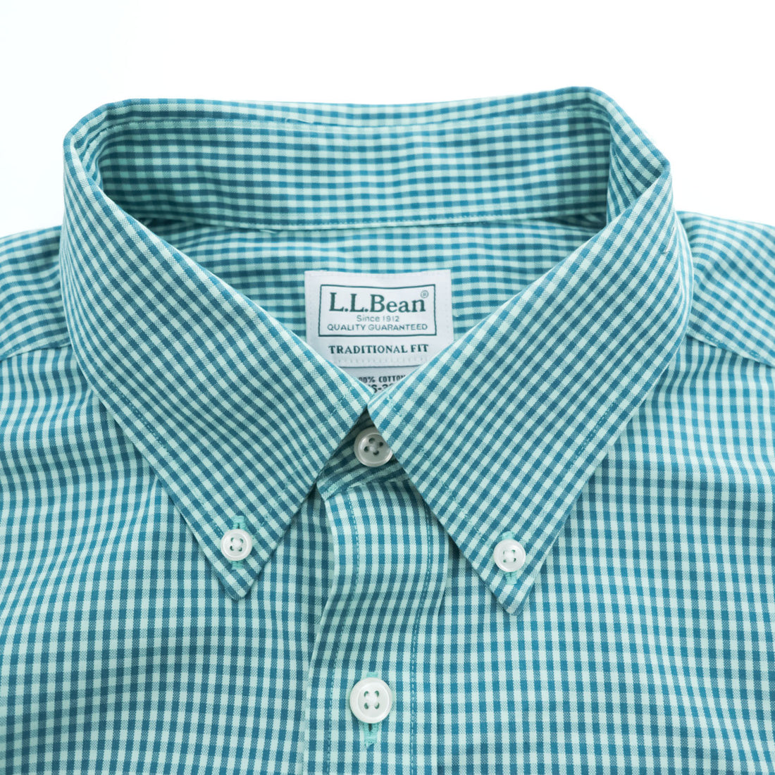L.L.Bean ギンガムチェック 長袖 ボタンダウン シャツ L グリーン TRADITIONAL FIT 262253