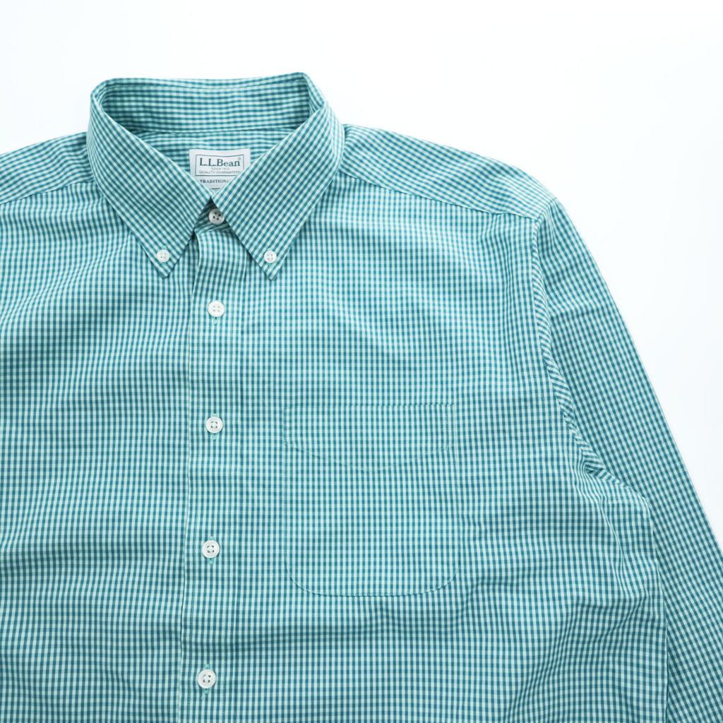 L.L.Bean ギンガムチェック 長袖 ボタンダウン シャツ L グリーン TRADITIONAL FIT 262253