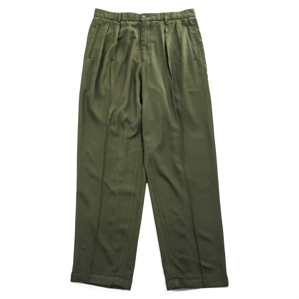 claiborne 90年代 ヴィンテージ2タック  スラックス パンツ L カーキ グリーン ワイド プリーツ ダブルカフス