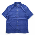 TOMMY BAHAMA 半袖 シルク シャツ M ブルー ジャガード チェック 胸ポケット ボックスシルエット