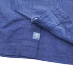 TOMMY BAHAMA 半袖 シルク シャツ M ブルー ジャガード チェック 胸ポケット ボックスシルエット