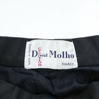 80年代 フランス製 ヴィンテージ David Molho プリーツスカート M ブラック フレア バルーン キルティング切替 ダイヤステッチ